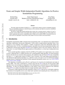 Faster and Simpler Width-Independent Parallel Algorithms for Positive
  Semidefinite Programming