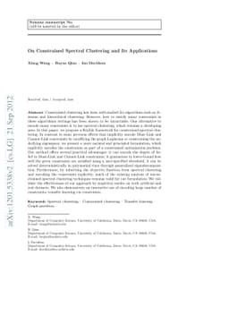 On Constrained Spectral Clustering and Its Applications