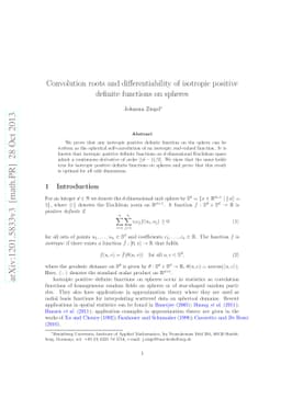 Convolution roots and differentiability of isotropic positive definite
  functions on spheres