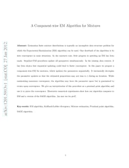 A Component-wise EM Algorithm for Mixtures
