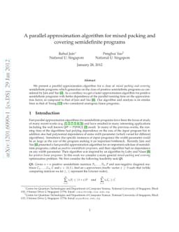 A parallel approximation algorithm for mixed packing and covering
  semidefinite programs