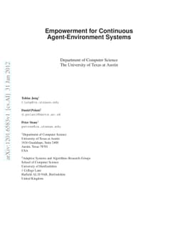 Empowerment for Continuous Agent-Environment Systems