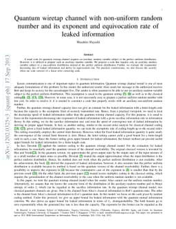 Quantum wiretap channel with non-uniform random number and its exponent
  and equivocation rate of leaked information