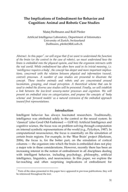The implications of embodiment for behavior and cognition: animal and
  robotic case studies