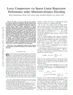 Lossy Compression via Sparse Linear Regression: Performance under
  Minimum-distance Encoding