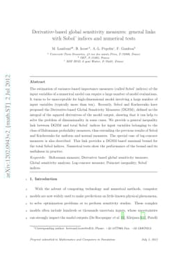Derivative-based global sensitivity measures: general links with Sobol'
  indices and numerical tests