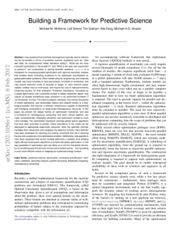 Building a Framework for Predictive Science