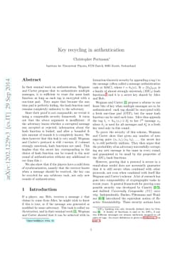 Key recycling in authentication