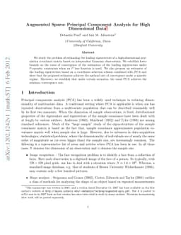 Augmented sparse principal component analysis for high dimensional data