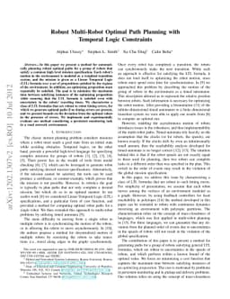 Robust Multi-Robot Optimal Path Planning with Temporal Logic Constraints