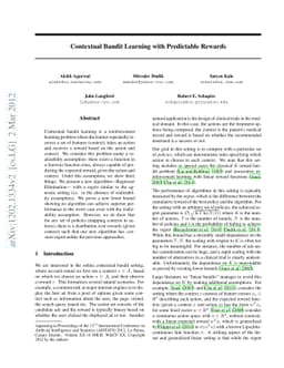 Contextual Bandit Learning with Predictable Rewards