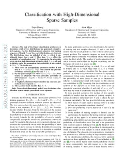Classification with High-Dimensional Sparse Samples