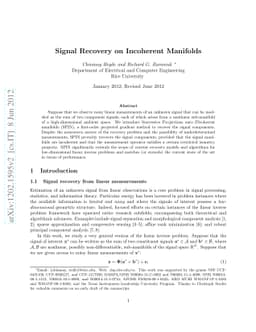Signal Recovery on Incoherent Manifolds