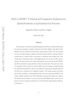 INLA or MCMC? A Tutorial and Comparative Evaluation for Spatial
  Prediction in log-Gaussian Cox Processes