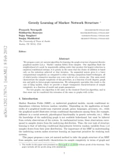 Greedy Learning of Markov Network Structure