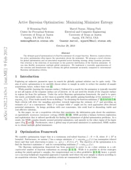 Active Bayesian Optimization: Minimizing Minimizer Entropy