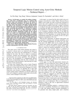 Temporal Logic Motion Control using Actor-Critic Methods