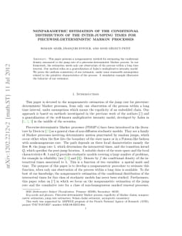 Nonparametric estimation of the conditional distribution of the
  inter-jumping times for piecewise-deterministic Markov processes