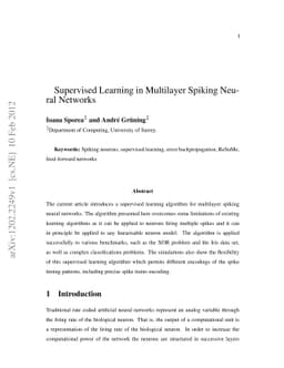 Supervised Learning in Multilayer Spiking Neural Networks