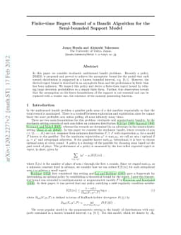 Finite-time Regret Bound of a Bandit Algorithm for the Semi-bounded
  Support Model