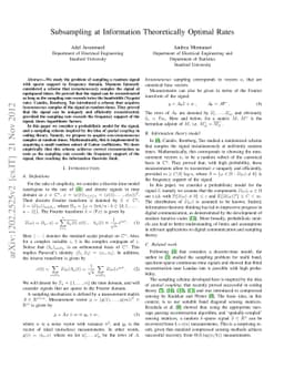 Subsampling at Information Theoretically Optimal Rates