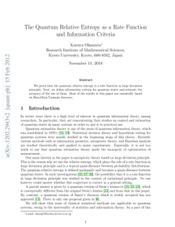 The Quantum Relative Entropy as a Rate Function and Information Criteria