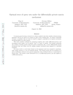 Optimal error of query sets under the differentially-private matrix
  mechanism