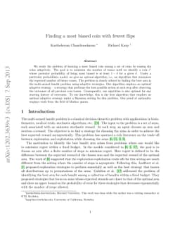Finding a most biased coin with fewest flips