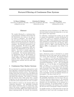 Factored Filtering of Continuous-Time Systems