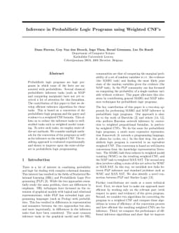 Inference in Probabilistic Logic Programs using Weighted CNF's