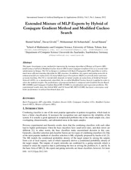 Extended Mixture of MLP Experts by Hybrid of Conjugate Gradient Method
  and Modified Cuckoo Search
