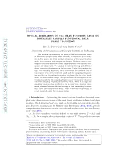 Optimal estimation of the mean function based on discretely sampled
  functional data: Phase transition