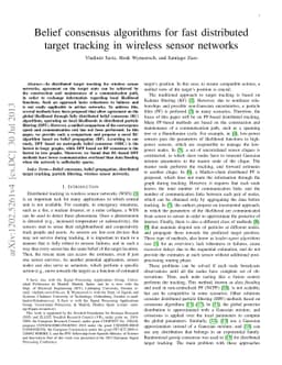 Belief Consensus Algorithms for Fast Distributed Target Tracking in
  Wireless Sensor Networks