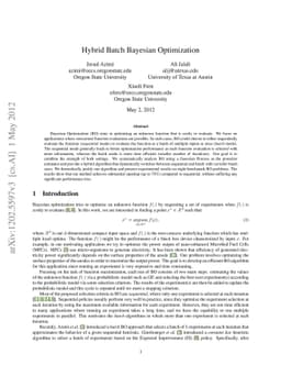 Hybrid Batch Bayesian Optimization