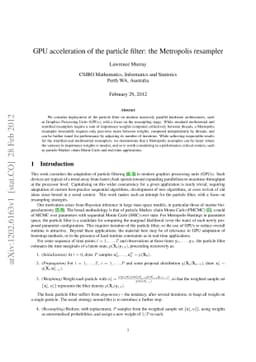 GPU acceleration of the particle filter: the Metropolis resampler