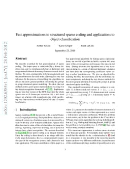 Fast approximations to structured sparse coding and applications to
  object classification