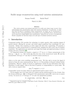 Stable image reconstruction using total variation minimization