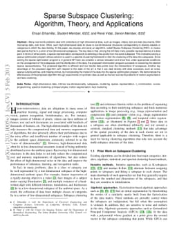 Sparse Subspace Clustering: Algorithm, Theory, and Applications