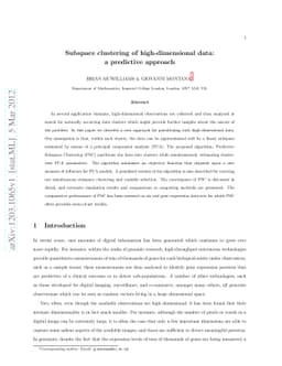 Subspace clustering of high-dimensional data: a predictive approach