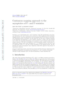 Continuous mapping approach to the asymptotics of $U$- and
  $V$-statistics