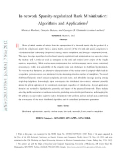 In-network Sparsity-regularized Rank Minimization: Algorithms and
  Applications