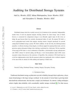 Auditing for Distributed Storage Systems