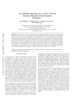 An ADMM Algorithm for a Class of Total Variation Regularized Estimation
  Problems