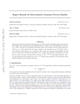 Regret Bounds for Deterministic Gaussian Process Bandits