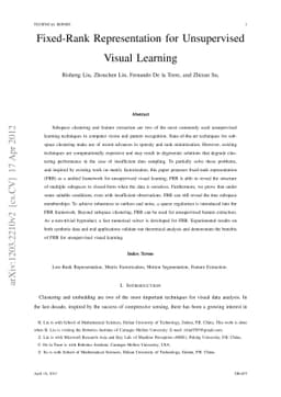 Fixed-Rank Representation for Unsupervised Visual Learning