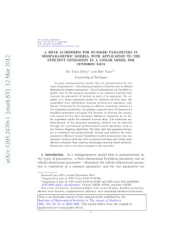 A sieve M-theorem for bundled parameters in semiparametric models, with
  application to the efficient estimation in a linear model for censored data