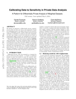 Calibrating Data to Sensitivity in Private Data Analysis