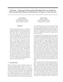 Timeline: A Dynamic Hierarchical Dirichlet Process Model for Recovering
  Birth/Death and Evolution of Topics in Text Stream