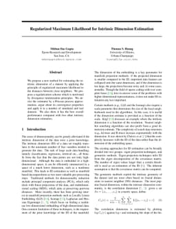 Regularized Maximum Likelihood for Intrinsic Dimension Estimation