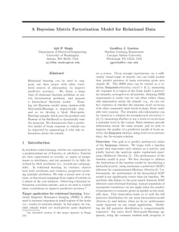 A Bayesian Matrix Factorization Model for Relational Data